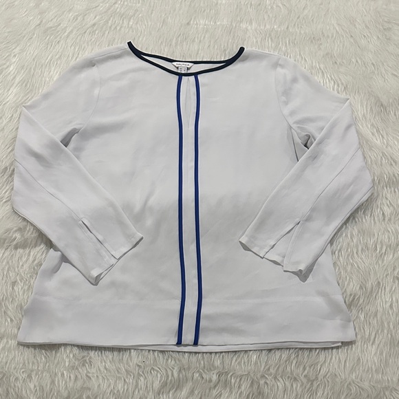 Nautica White Blouse with Navy Accents - Picture 1 of 6